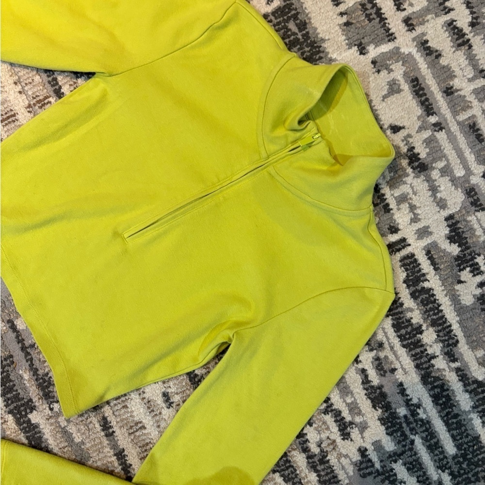 Sunday Best Monarch 1/2 Zip Lime Green Long Sleeve Cropped Top Size Small - Picture 14 of 17